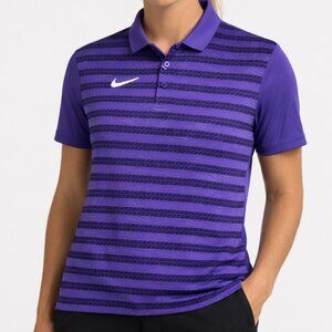NEW Women's Nike Golf DriFit  Polo Shirt Tee Purple Size Large Striped Coach